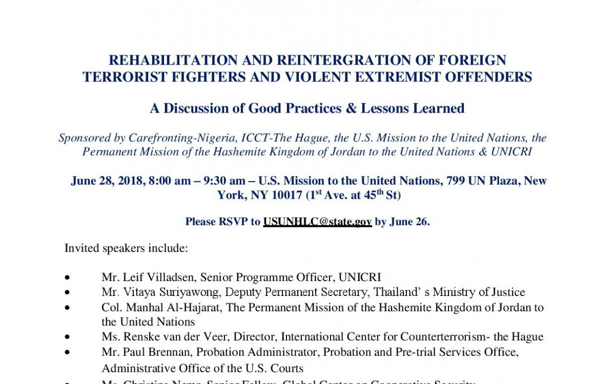 Agenda – Rehabilitation and  Reintegration Side Event (UN HLC)